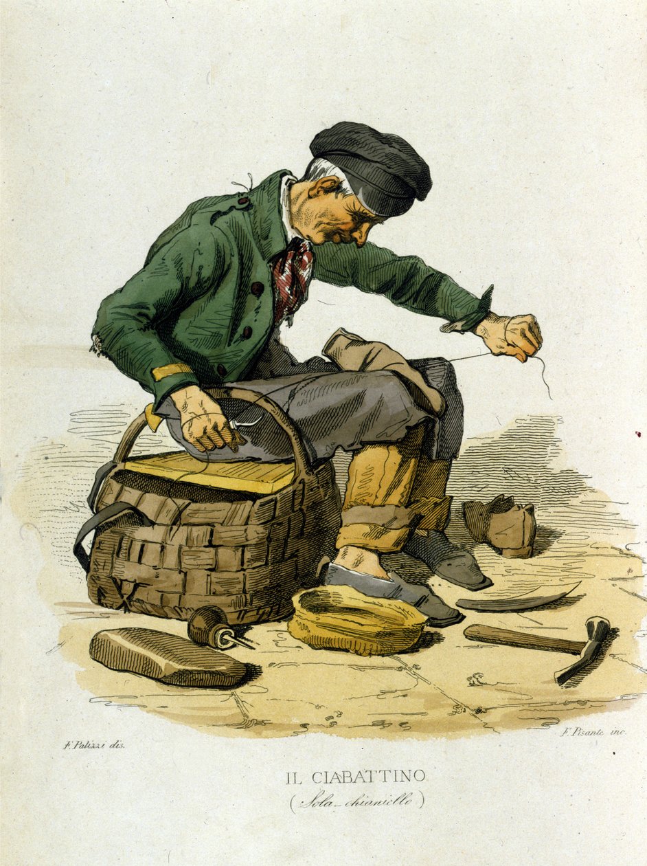 Nápoly kisvállalkozása: a megmentő. Metszet F. Palizza festménye után. Francesco de Bourcard „” Costumi del regno di Napoli” című művéből” alkotó: Filippo Palizzi