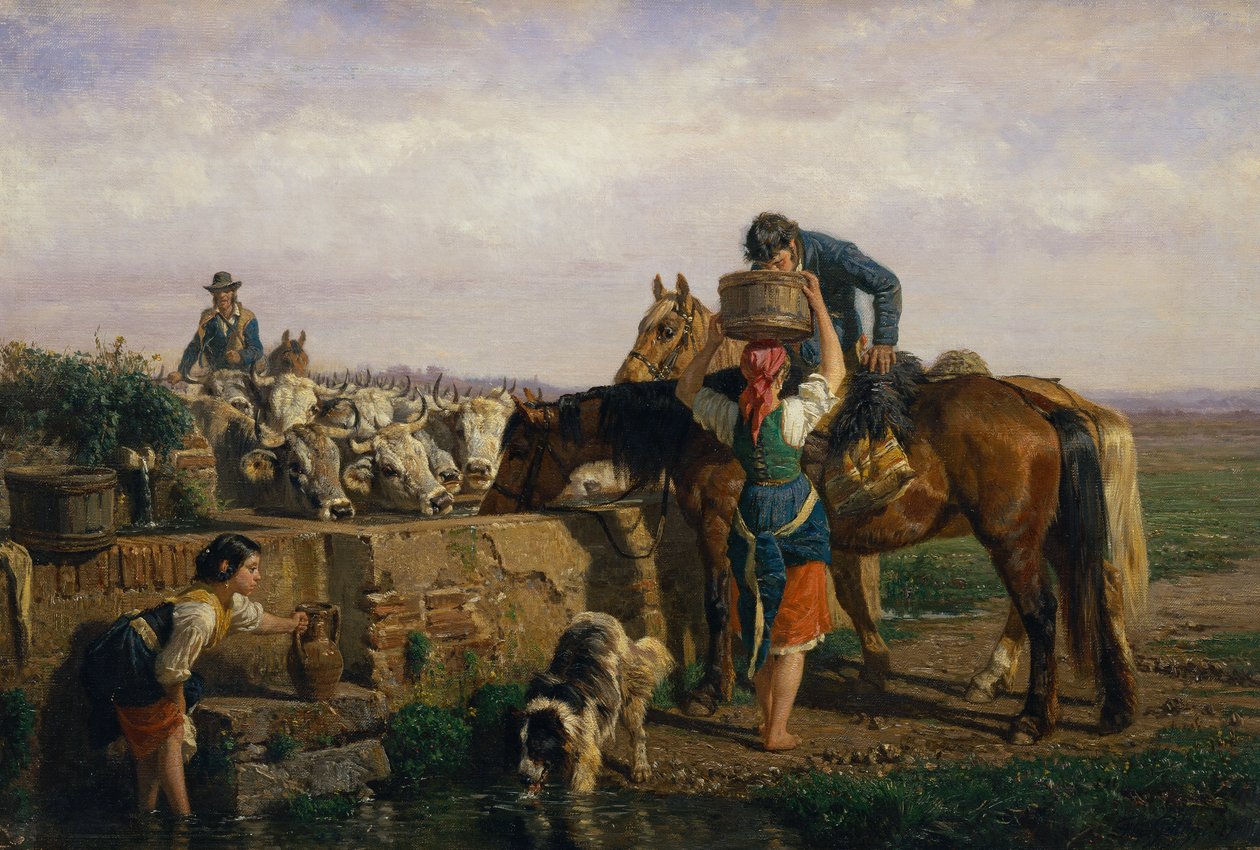 A vályú (olaj, vászon) alkotó: Filippo Palizzi