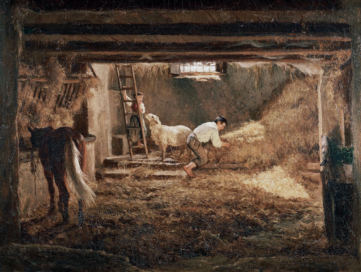 Egy istálló belsejének látképe "", Filippo Palizzi (1818-1899) festménye alkotó: Filippo Palizzi