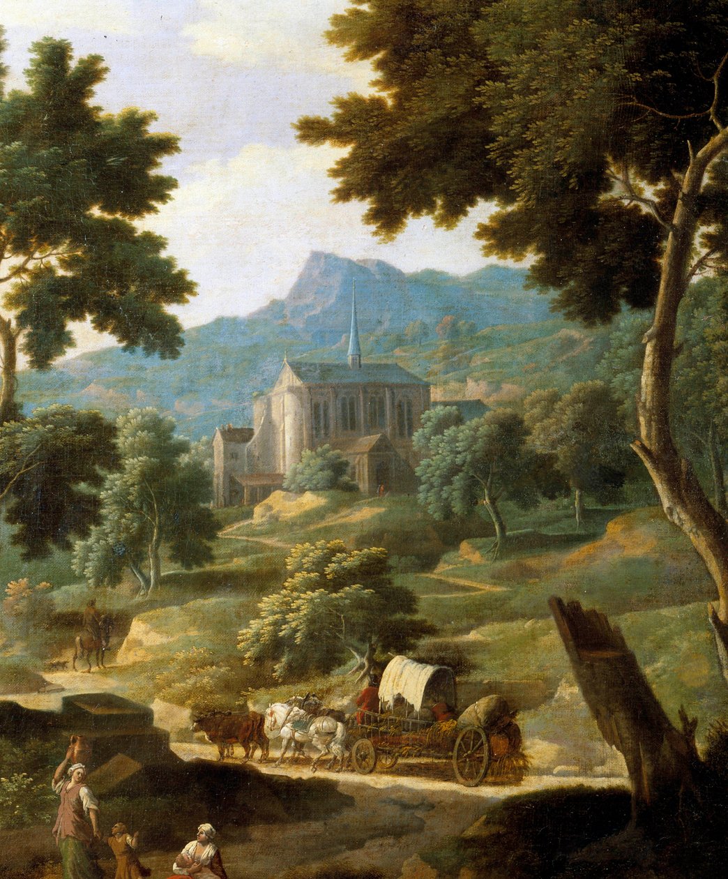 Táj templommal Részlet Filippo verali (Veralli vagy Veraldi) festményéről (17. század) Orleans-i Szépművészeti Múzeum alkotó: Filippo Verali