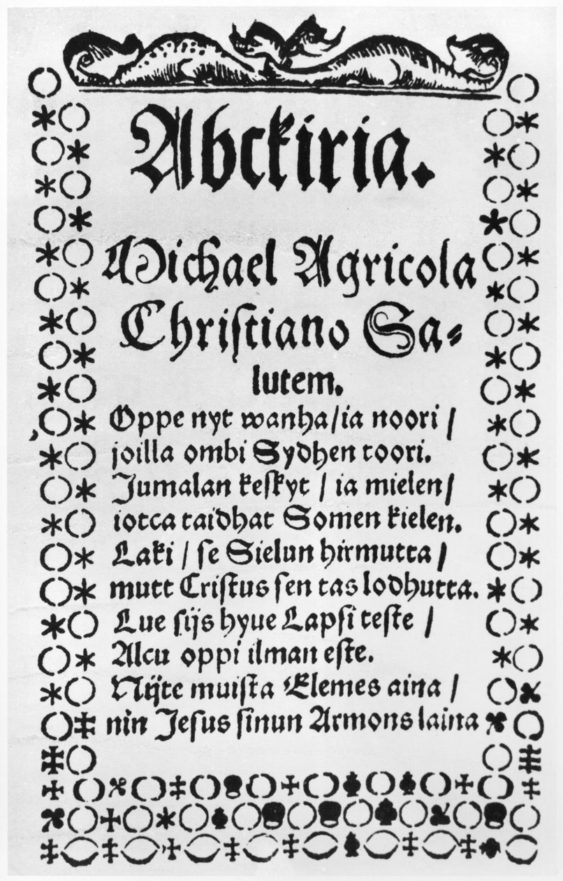 Mikael Agricola ábécé-alapozója (1508-57) (nyomtatott) alkotó: Finnish School