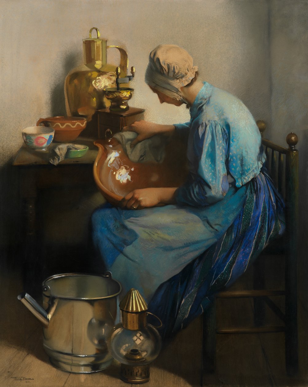 A takarítónő (olaj, vászon) alkotó: Firmin Baes