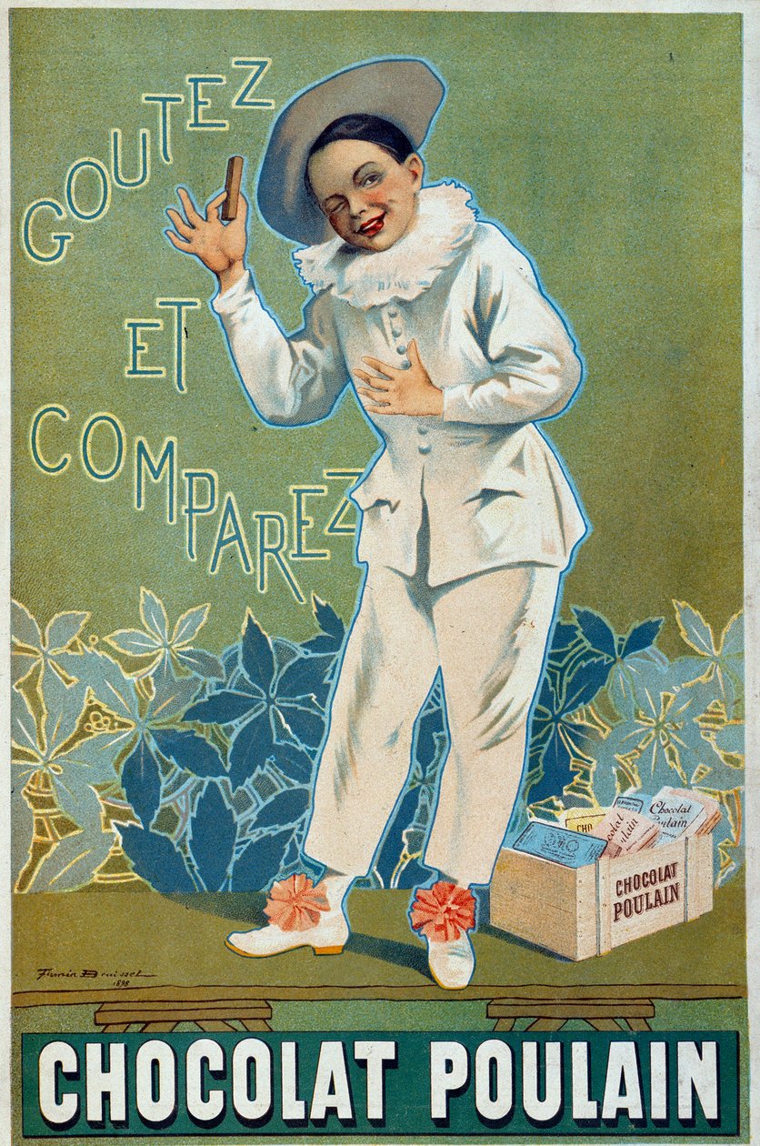 Firmin Etienne Bruisset (1859-1925) plakátreklámja a Chocolat Poulainhez "" Kóstolja meg és hasonlítsa össze"" alkotó: Firmin Bouisset