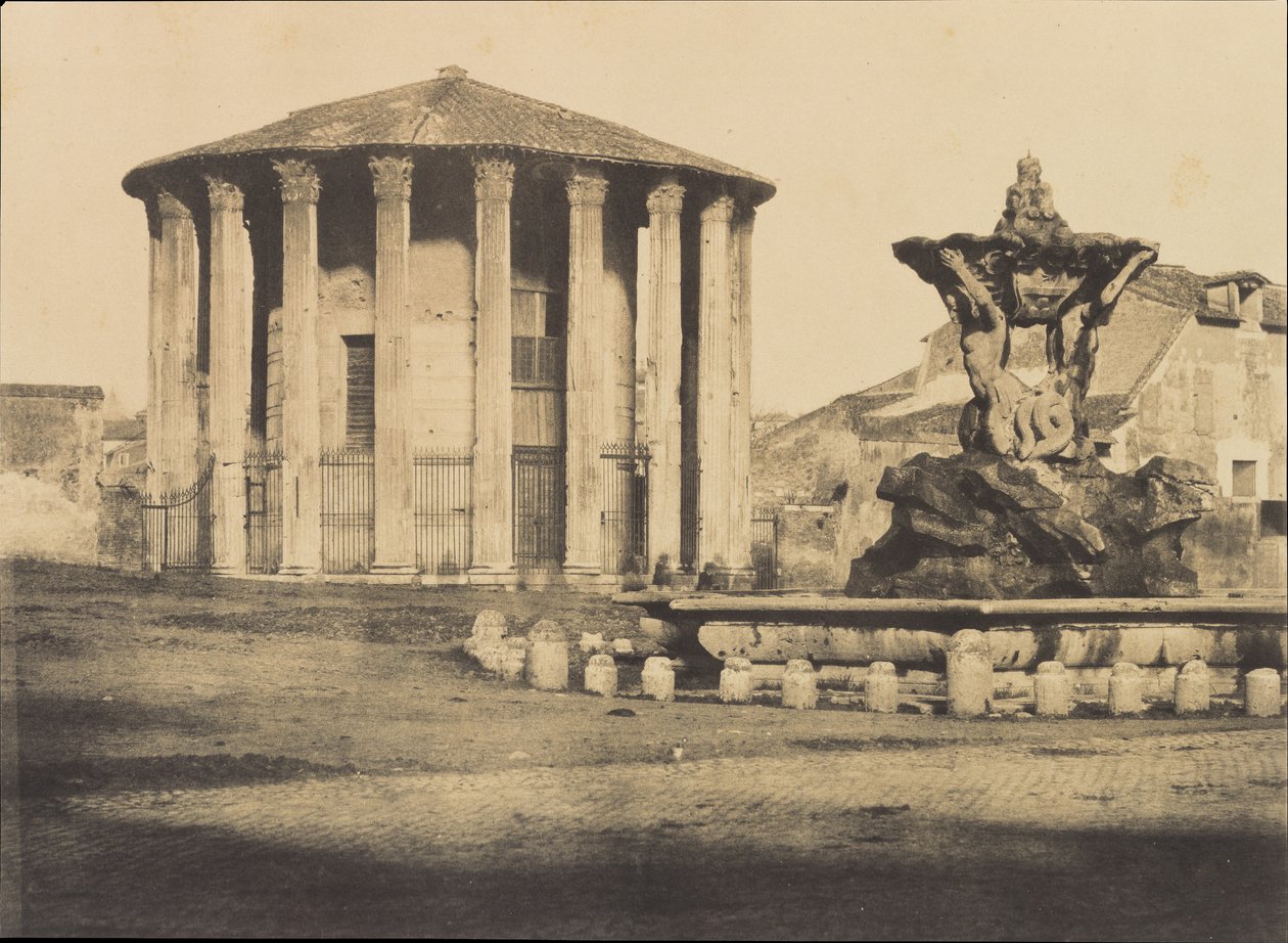 Vesta templom és szökőkút, Piazza Bocca della Verita, kb. 1855. alkotó: Firmin Eugène Le Dien.