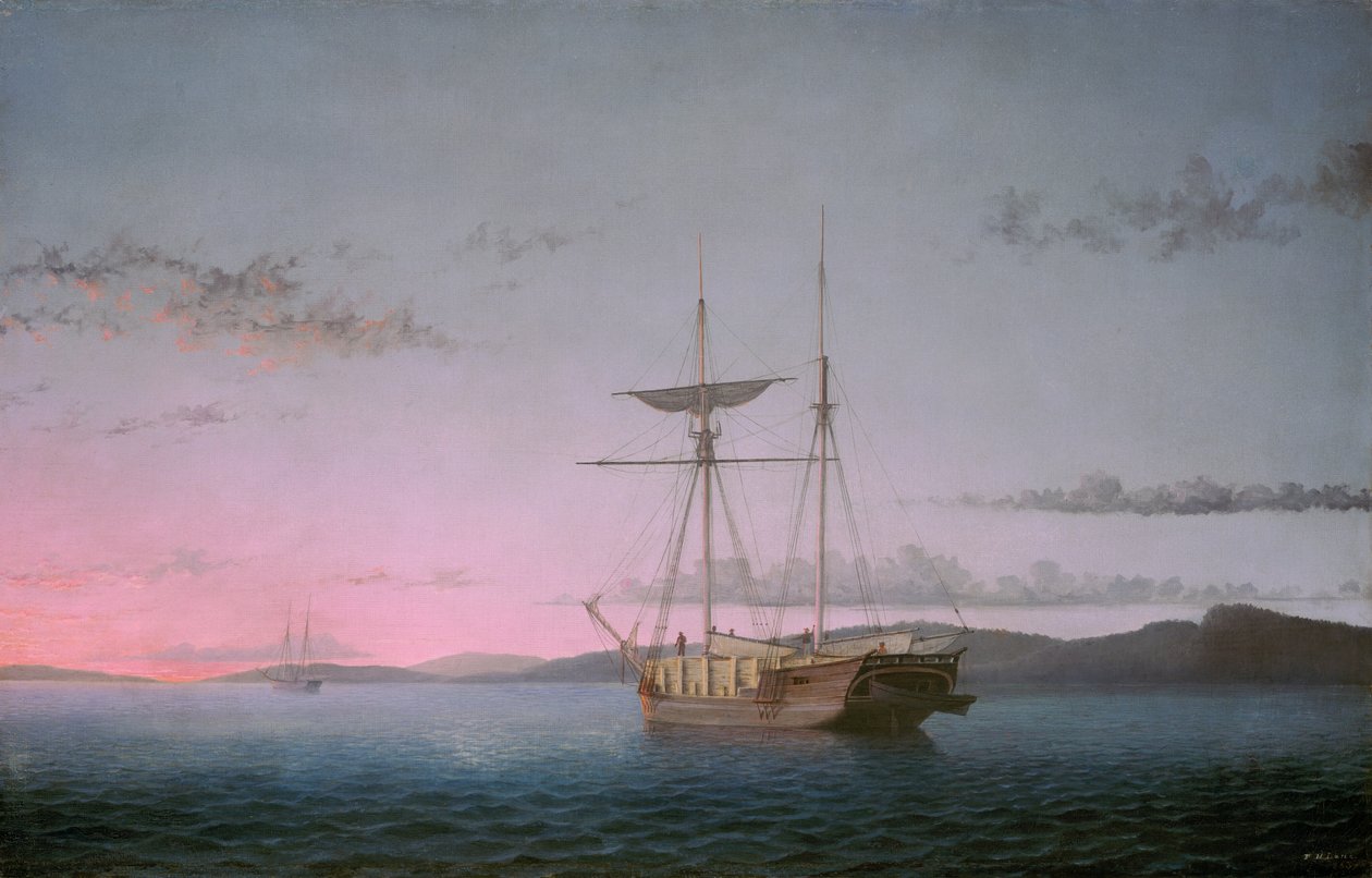 Faszkúnerek este a Penobscot-öbölben alkotó: Fitz Henry Lane