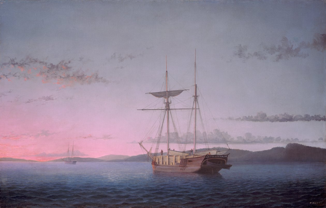 Faszkúnerek este a Penobscot-öbölben alkotó: Fitz Henry Lane