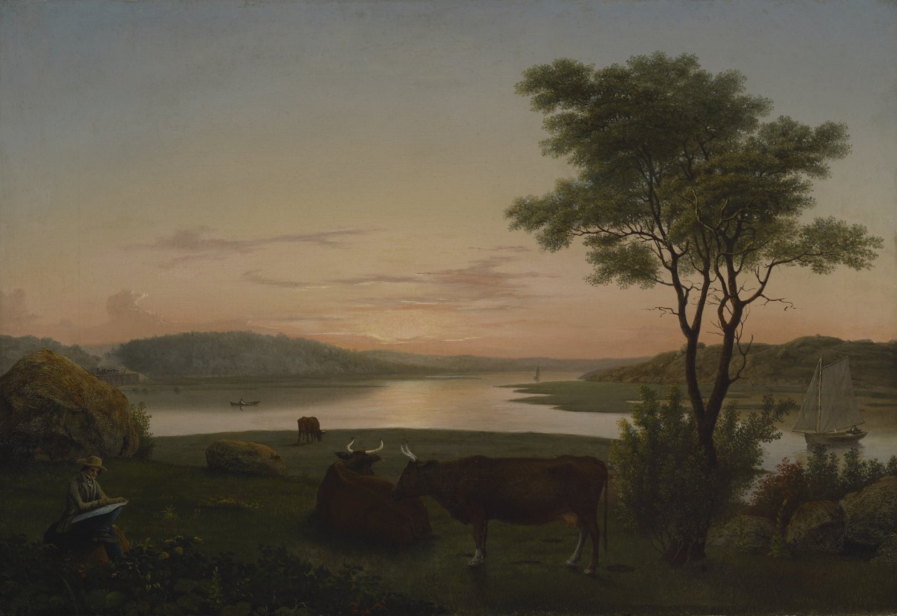 New England Inlet önarcképpel, 1848 alkotó: Fitz Henry Lane