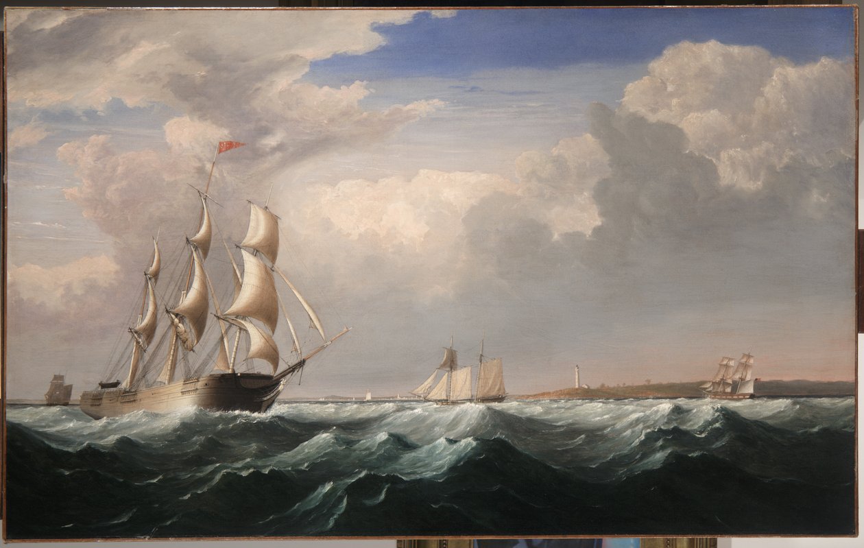 Vitorlás hajók a New England Coast partjainál, 1855 körül alkotó: Fitz Henry Lane