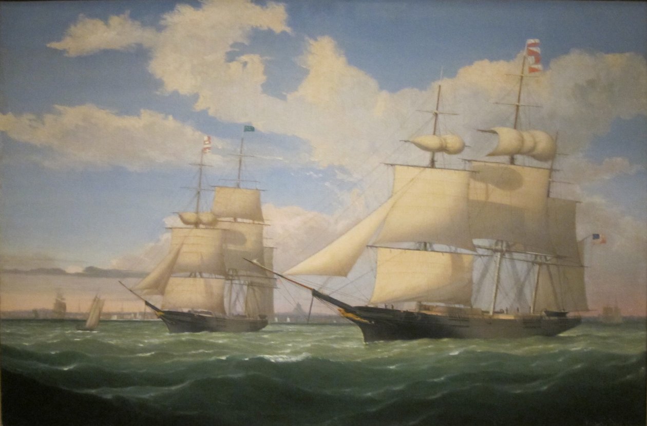 A "Winged Arrow" és a "Southern Cross" hajók a bostoni kikötőben alkotó: Fitz Henry Lane