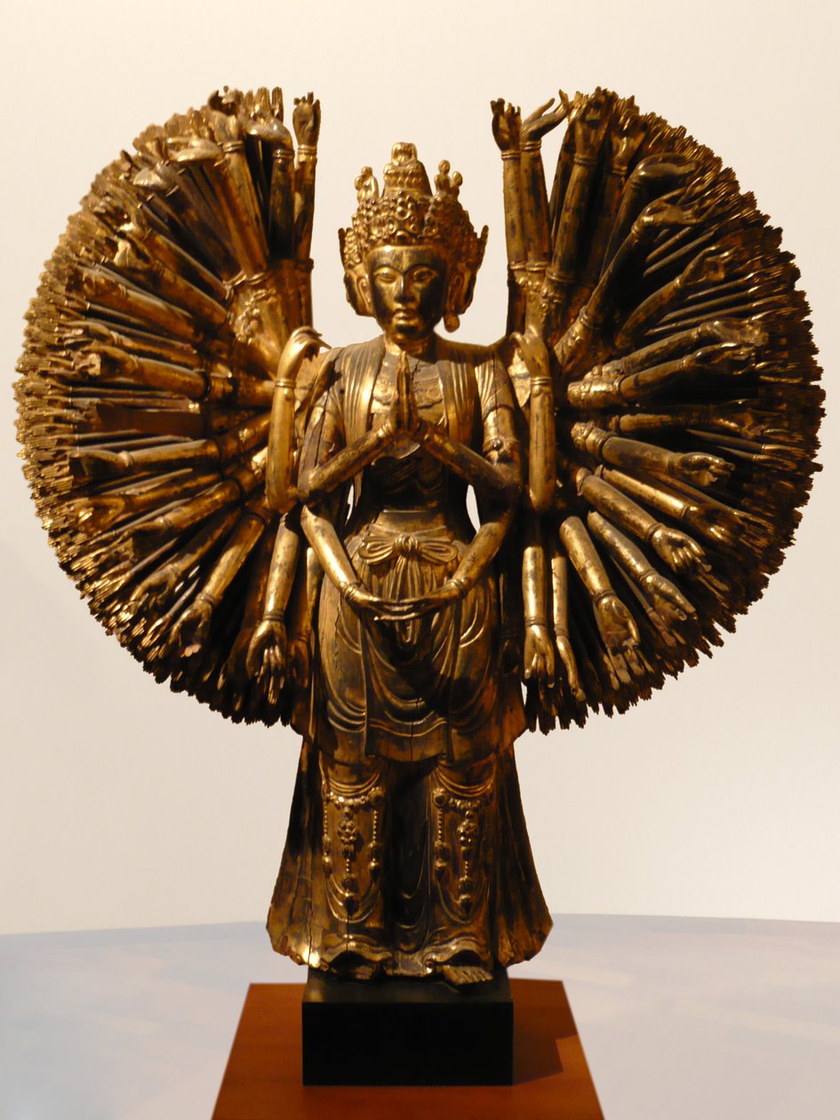 Bodhisattva Avalokiteshvara (Guanyin), Kína, öt dinasztia, 907-960 (fényes és arany fa) alkotó: Five Dynasties Chinese School
