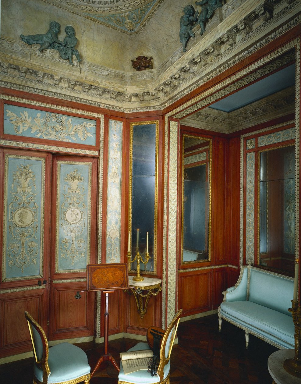 Budoár a Hotel dHocqueville-ből, Rouen, c. 1785. alkotó: Fixon Firm