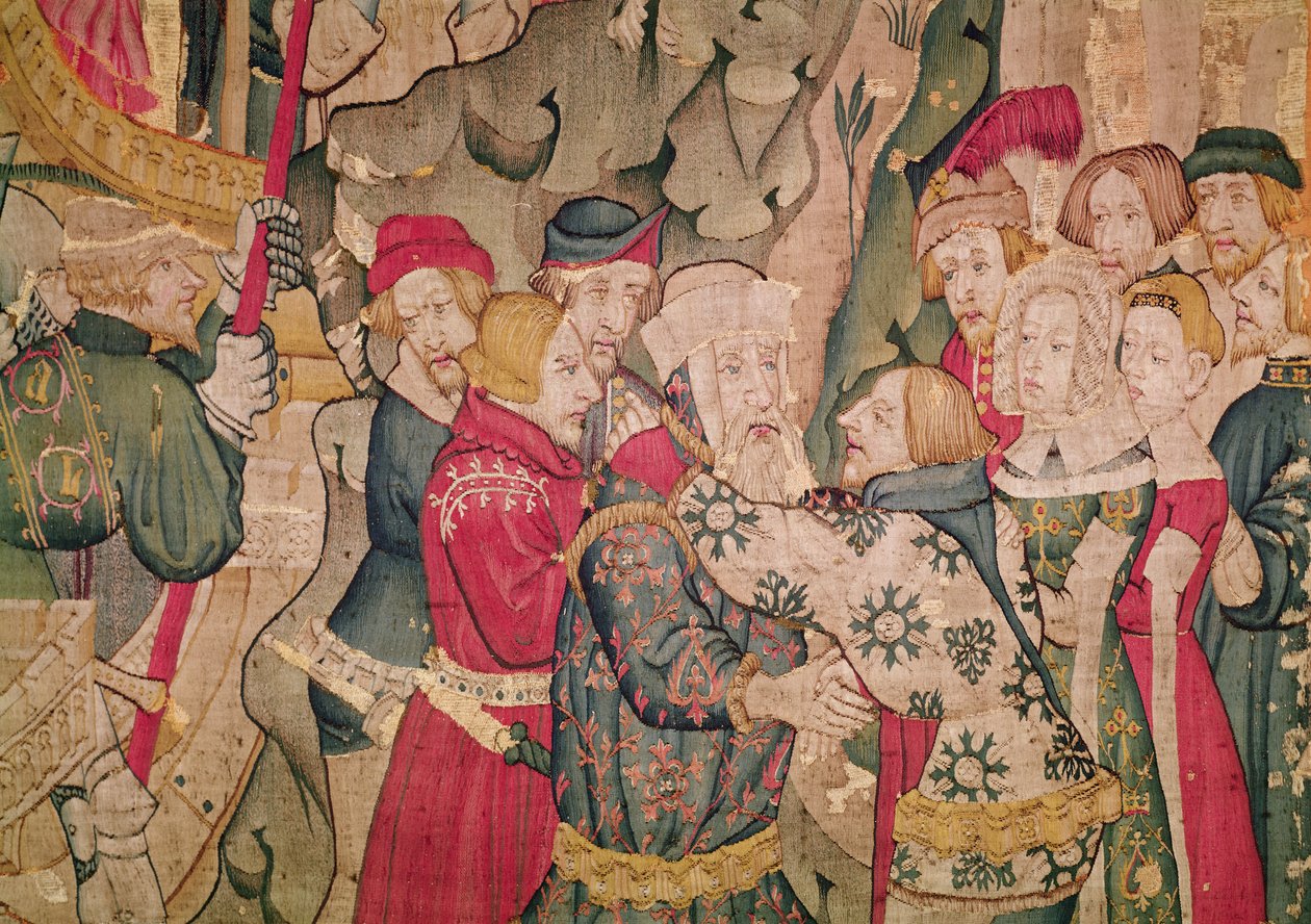 Részlet Jourdain de Blaye történetéből, Arras Műhely (szőnyeg) (215164 részlet) alkotó: Flemish School