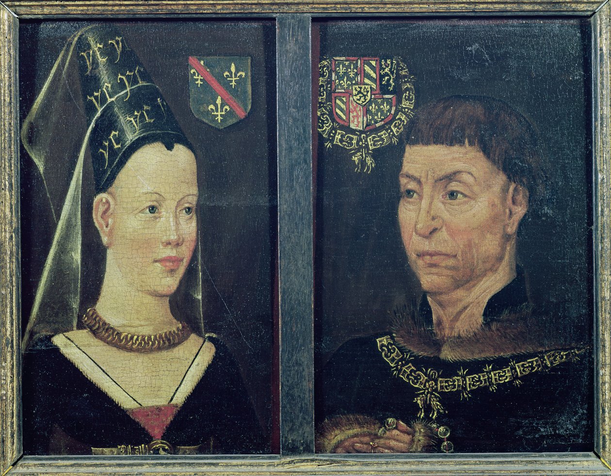 Charles le Temeraire (1433-82) burgundi herceg és felesége, Isabelle de Bourbon (1436-65) kettős portréja alkotó: Flemish School
