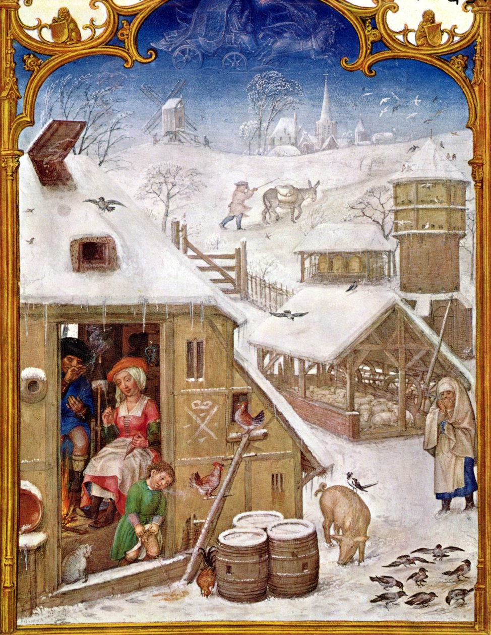 Fol.2v február: Breviarium Grimani, 1515 körül. alkotó: Flemish School