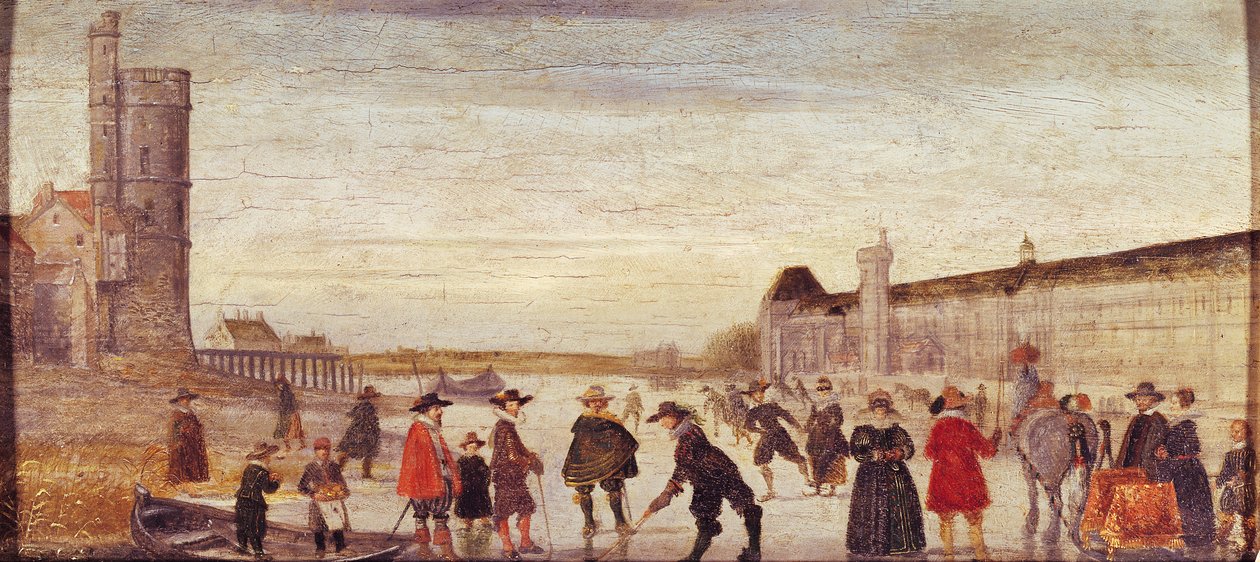 Korcsolyázók a Szajnán 1608-ban alkotó: Flemish School