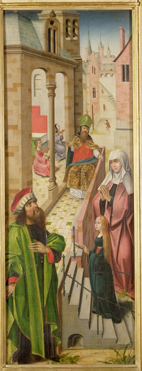 A Szűz bemutatása, bal oldali triptichontábla, 15. század vége – 16. század eleje (lásd még: 69683 és 69685) alkotó: Flemish School