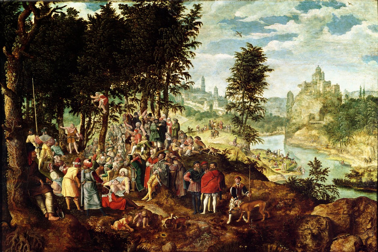 Keresztelő Szent János prédikációja, 1550 körül alkotó: Flemish School