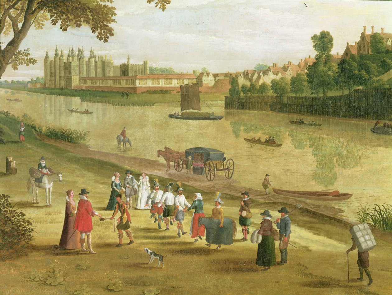 A richmondi Temze a régi királyi palotával, 1620 körül (részlet) (lásd még: 65997) alkotó: Flemish School