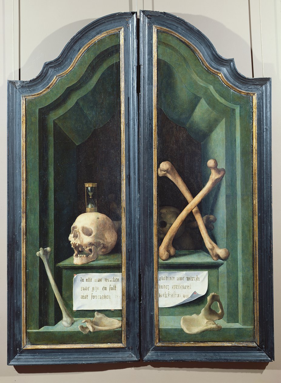 Vanitas, két tábla hátoldala triptichonból alkotó: Flemish School