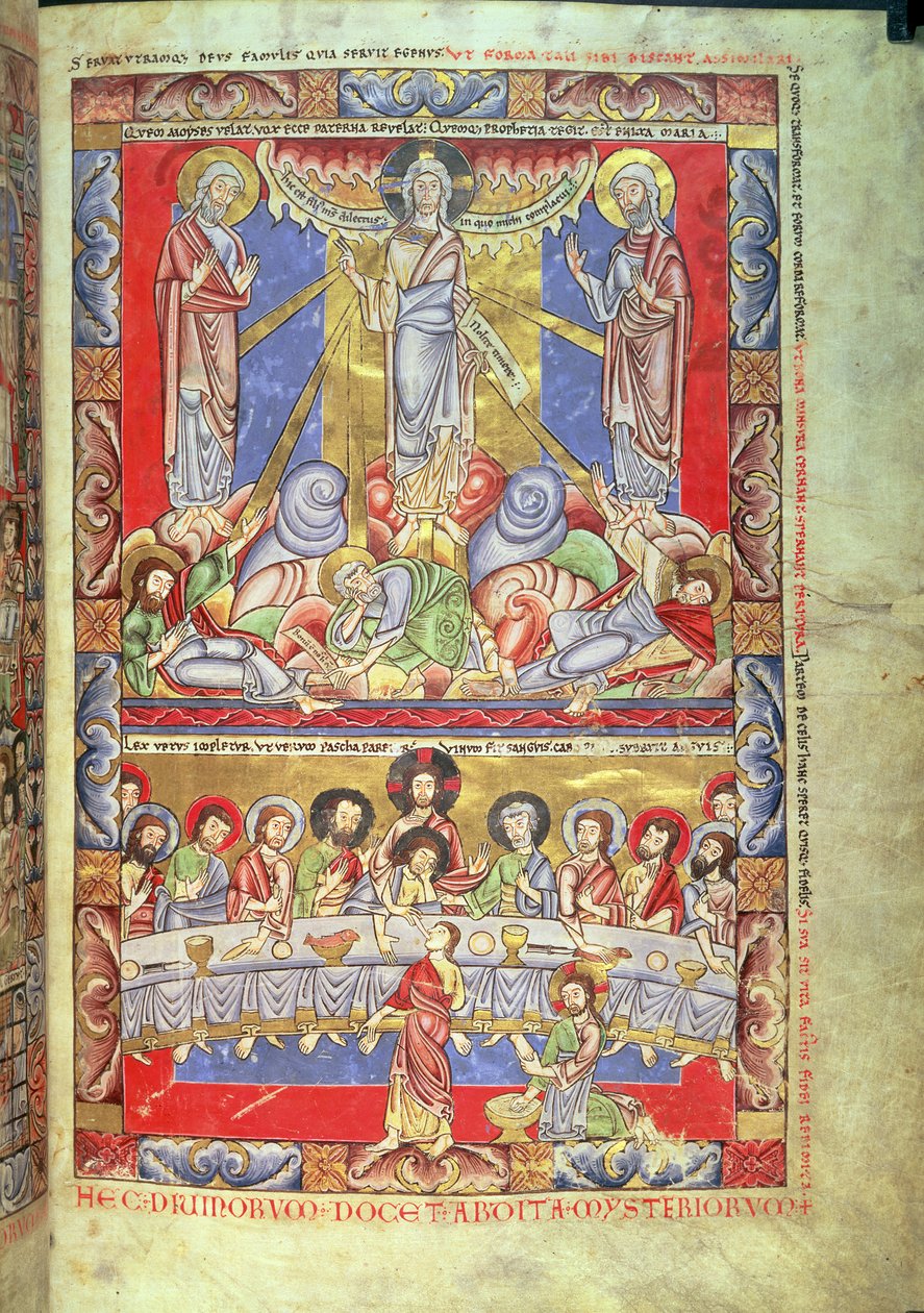 Add hozzá a 17738 II. kötet f.4 Átváltozás, az utolsó vacsora a Floreffe Bibliából, 1156 körül (vellum) alkotó: Flemish School