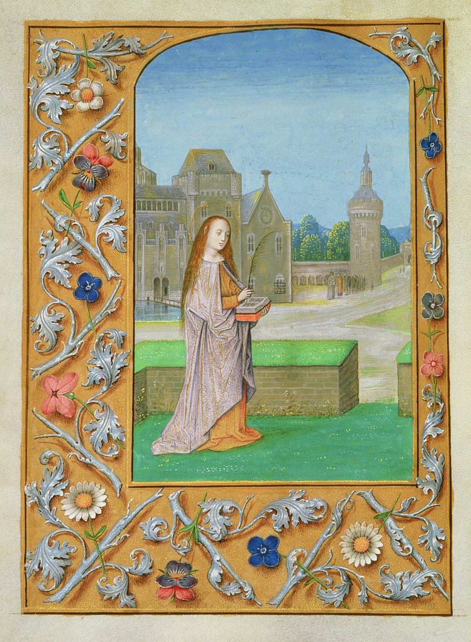 Adja hozzá az 54782 f.70v St. Barbarát a Hastings Hours-ból, 1475-83 körül (vellum) alkotó: Flemish School
