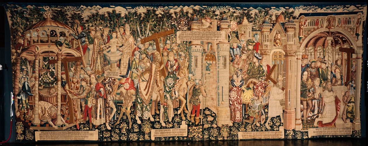 Katedrális (La Seo, Catedral del Salvador de Zaragoza). A gobelinmúzeum. Flamand kárpit. A Szent Kereszt legendája (La leyenda de la Santa Cruz). kb. 1450. 430x1120cm. alkotó: Flemish School