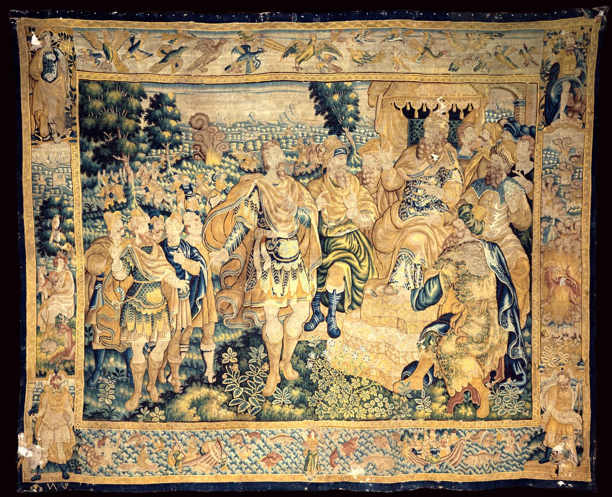 Székesegyház. Belső. Flamand kárpit. Júdás Makkabeus (?) története. Származási hely Oudenaarde. Azonosítatlan jelek közvetlenül lent. Körülbelül 1575-1610. alkotó: Flemish School