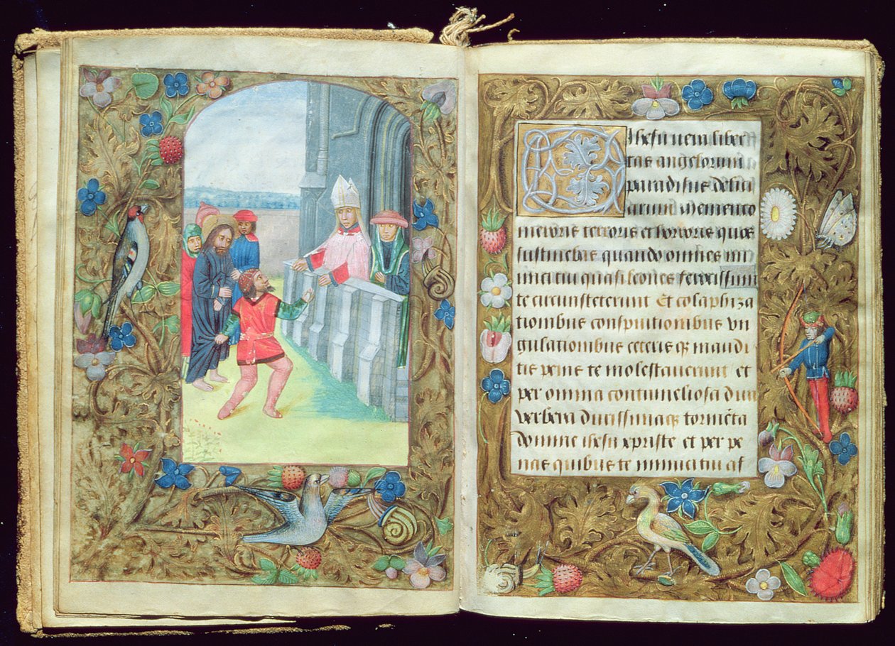 Krisztus megvádolt, miniatűr a Stafford-imakönyvből alkotó: Flemish School