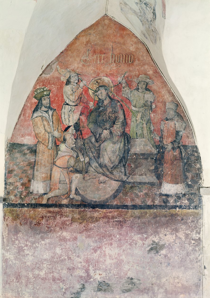 Krisztus megkoronázása töviskoronával, falfestmény a kriptában, 1480-1540 körül alkotó: Flemish School