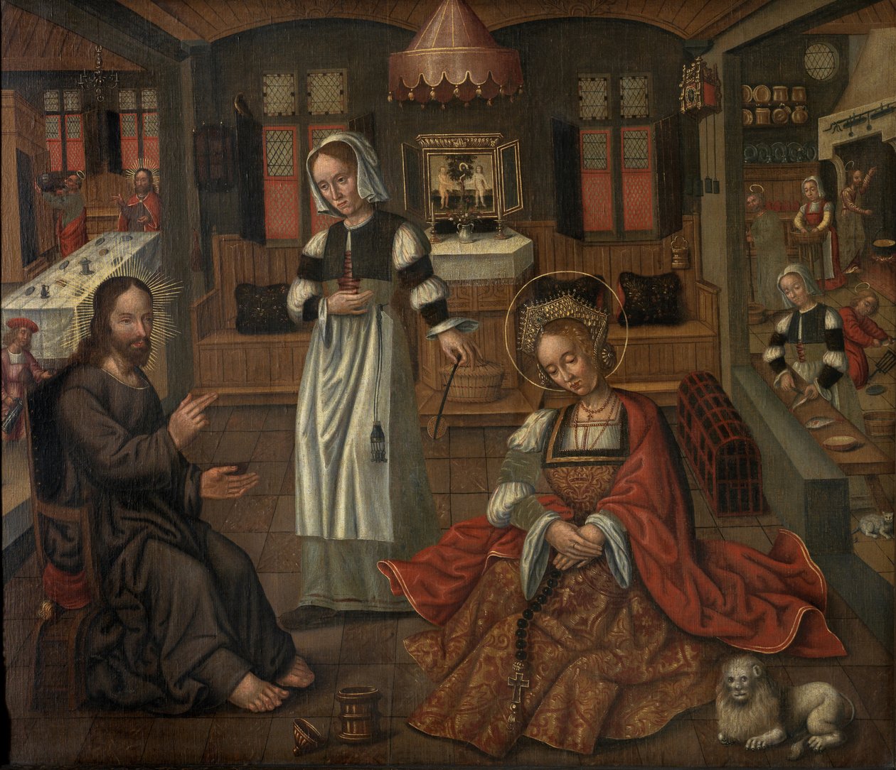 Krisztus Betániában Márta és Mária házában (olaj a táblán) alkotó: Flemish School