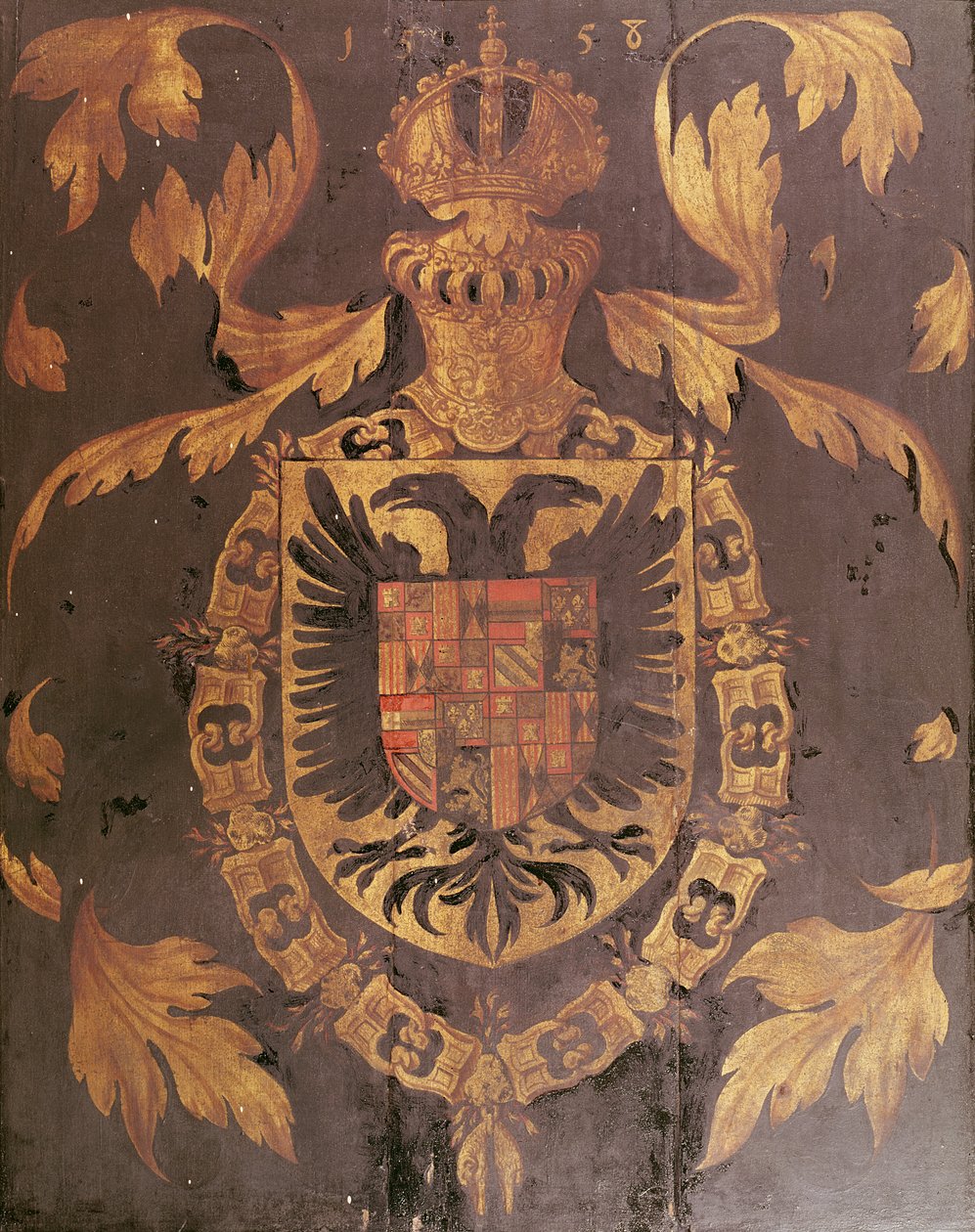 V. Károly római római császár címere, 1558 (olaj, tábla alkotó: Flemish School