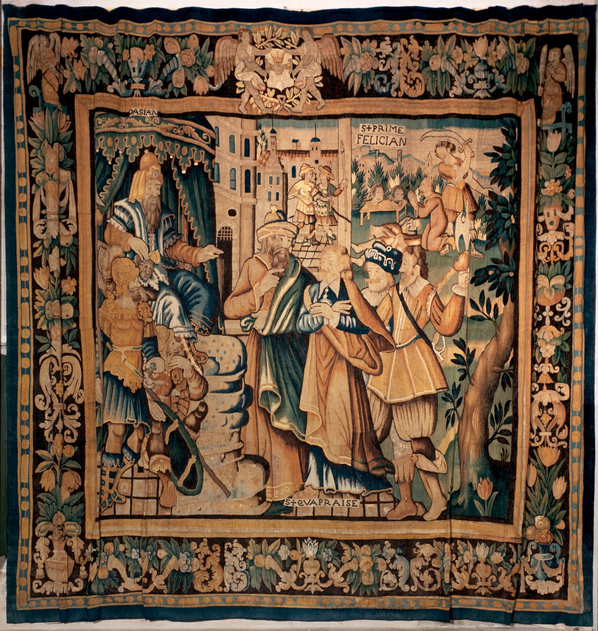 Conques múzeumi kincstár (Le Trésor de Conques). Flamand kárpit. Sainte Foy története (?). Szövegek: DASIAN, S+PRIME, S+eVAPRAISE. 16. század (?). alkotó: Flemish School