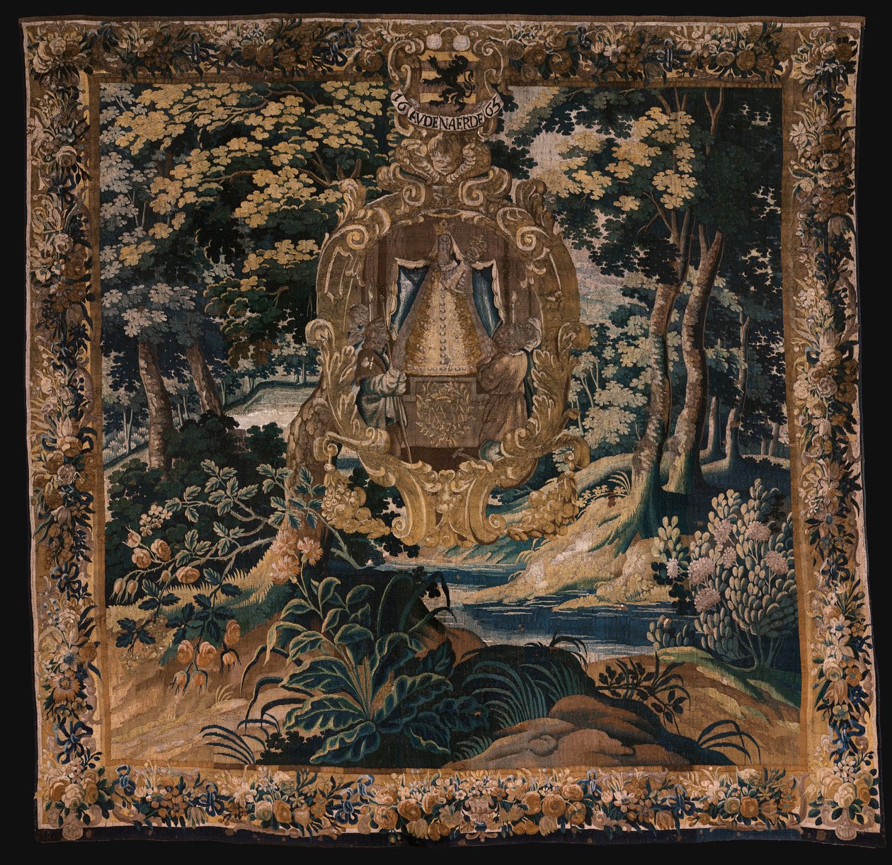 Flamand kárpit. Táj a fekete Madonnával. Oudenaarde műterme. 1665. alkotó: Flemish School