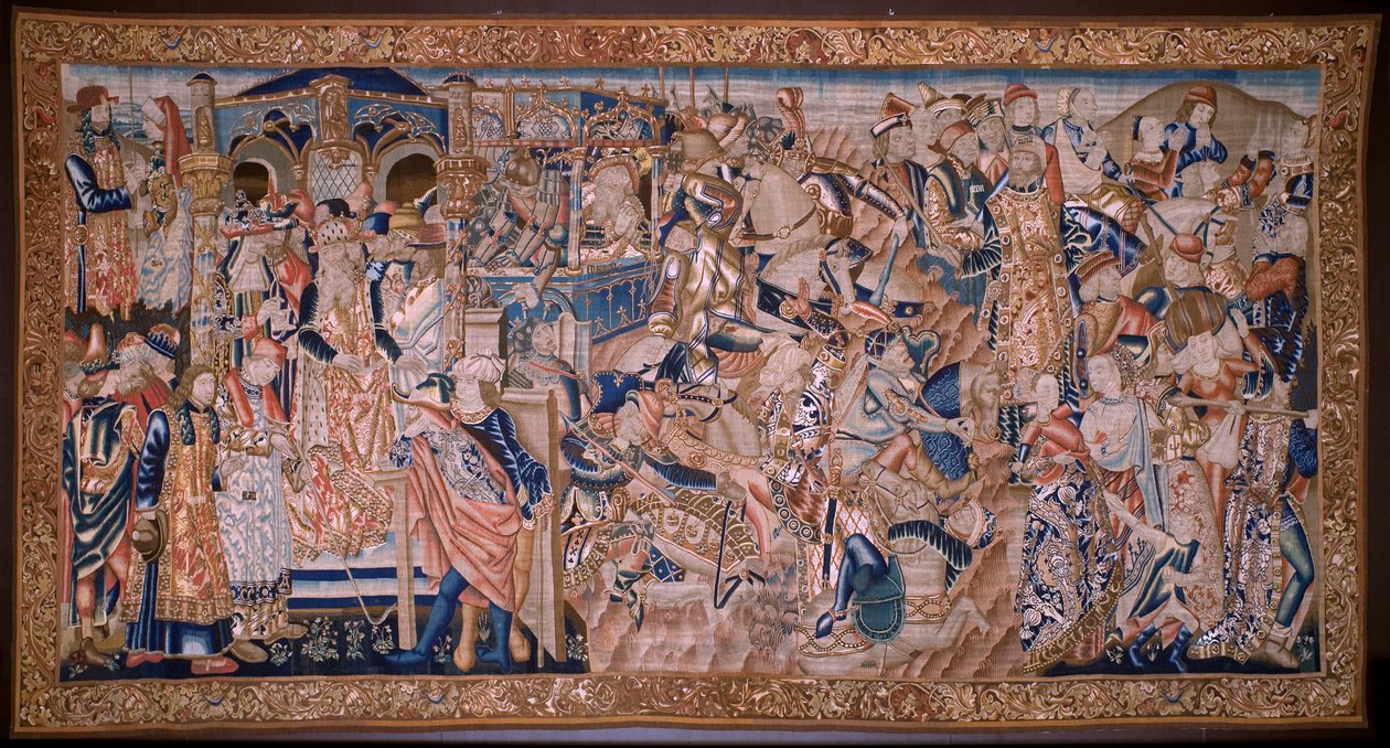 Flamand kárpit. Elhaladva a Vörös-tengeren (Paso del Mar Rojo). 1490 körül. alkotó: Flemish School