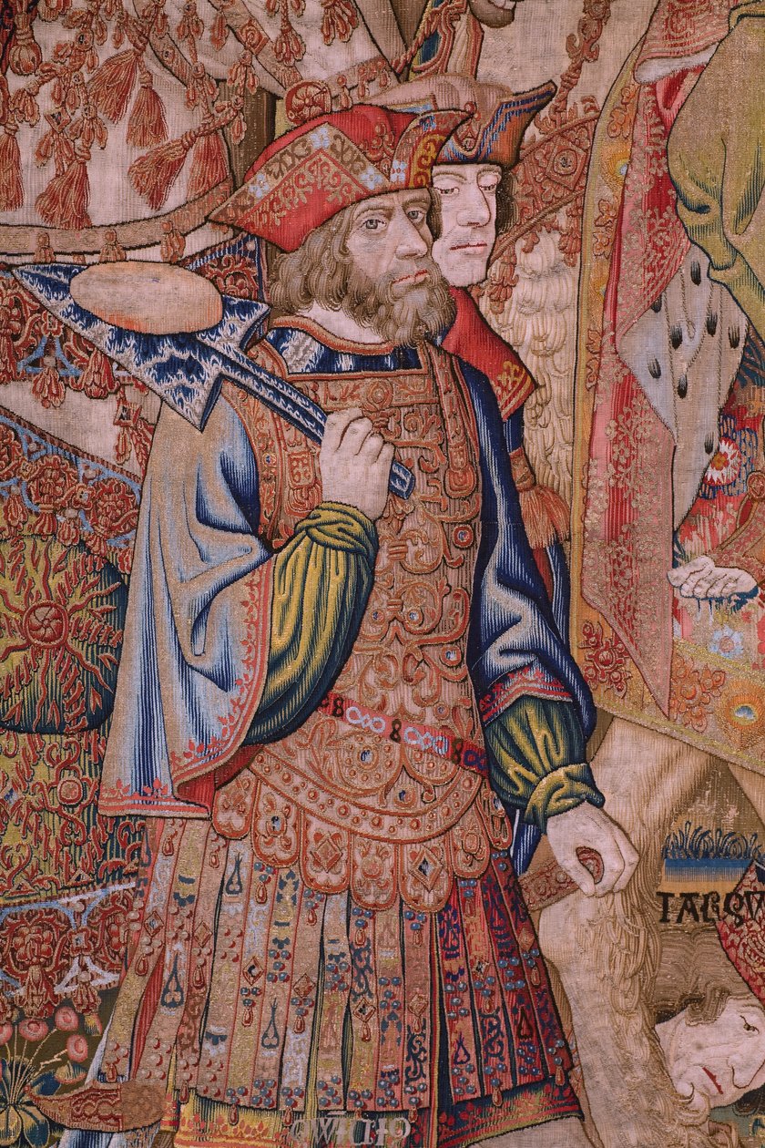 Flamand kárpit. Erkölcsi sorozat: A kitüntetések erénye (De deugd van de Honores, The Virtue of honors). Kb. 1520. Részlet alkotó: Flemish School