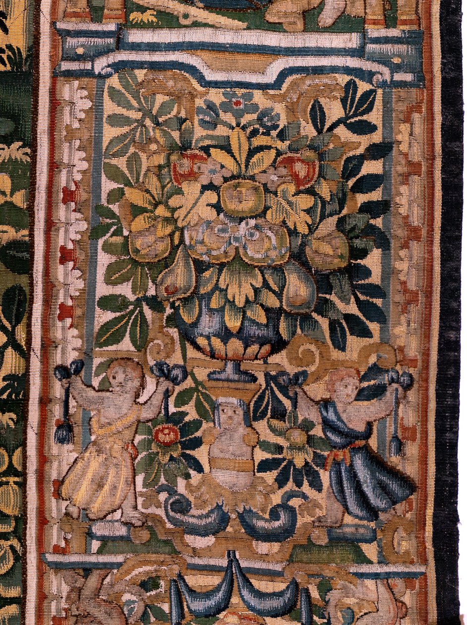 Flamand kárpit. Sorozat Cyrus története. No V Combat két harcos és Cyrus halála (Combate de dos guerreros y muerte de Ciro). Anonymous, Michiel Coxcie alapján. Atelier Antwerpen. Selyem és gyapjú. 1590 körül. alkotó: Flemish School