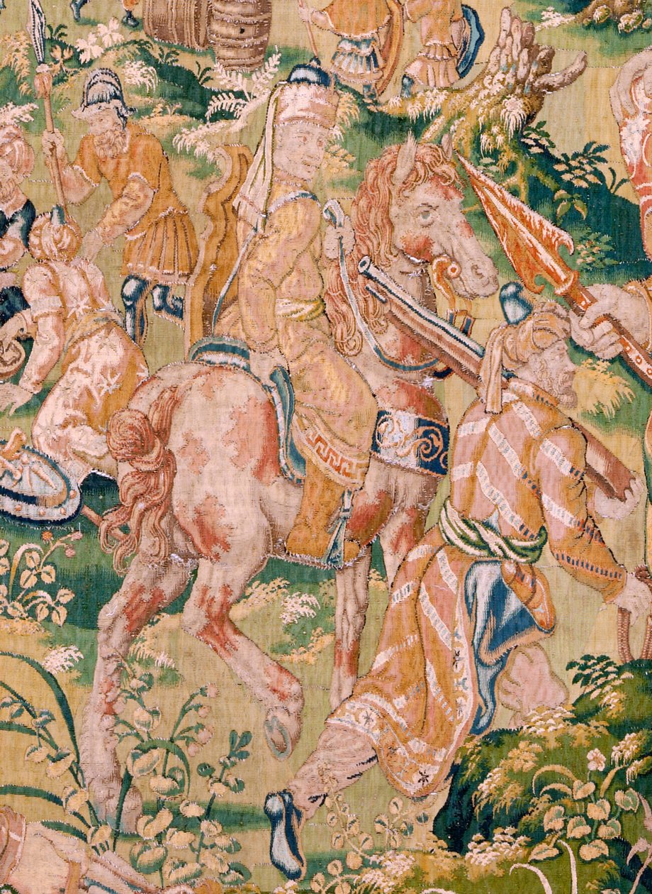 Flamand kárpit. Sorozat: Judit könyve. Holofernész bankettje (El banquete de Holofernes). A sorozat hatodik kárpitja. Gyártás: Hollandia, Brüsszel(?). 16. század második fele. Anyaga: gyapjú. Helyszín: Bari Szent Miklós-templom (m alkotó: Flemish School