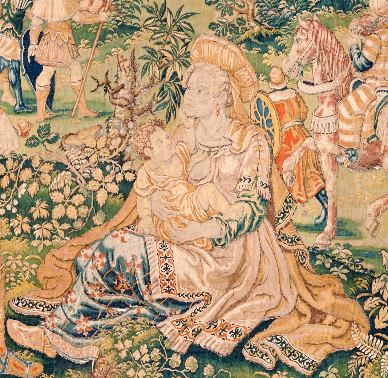 Flamand kárpit. Sorozat Judit könyve. Judit Holofernész előtt (Judith ante Holofernes). A sorozat ötödik kárpitja. Gyártás Hollandia, Brüsszel(?). 16. század második fele. Szövet Gyapjú. Hely Bari Szent Miklós temploma (musz alkotó: Flemish School