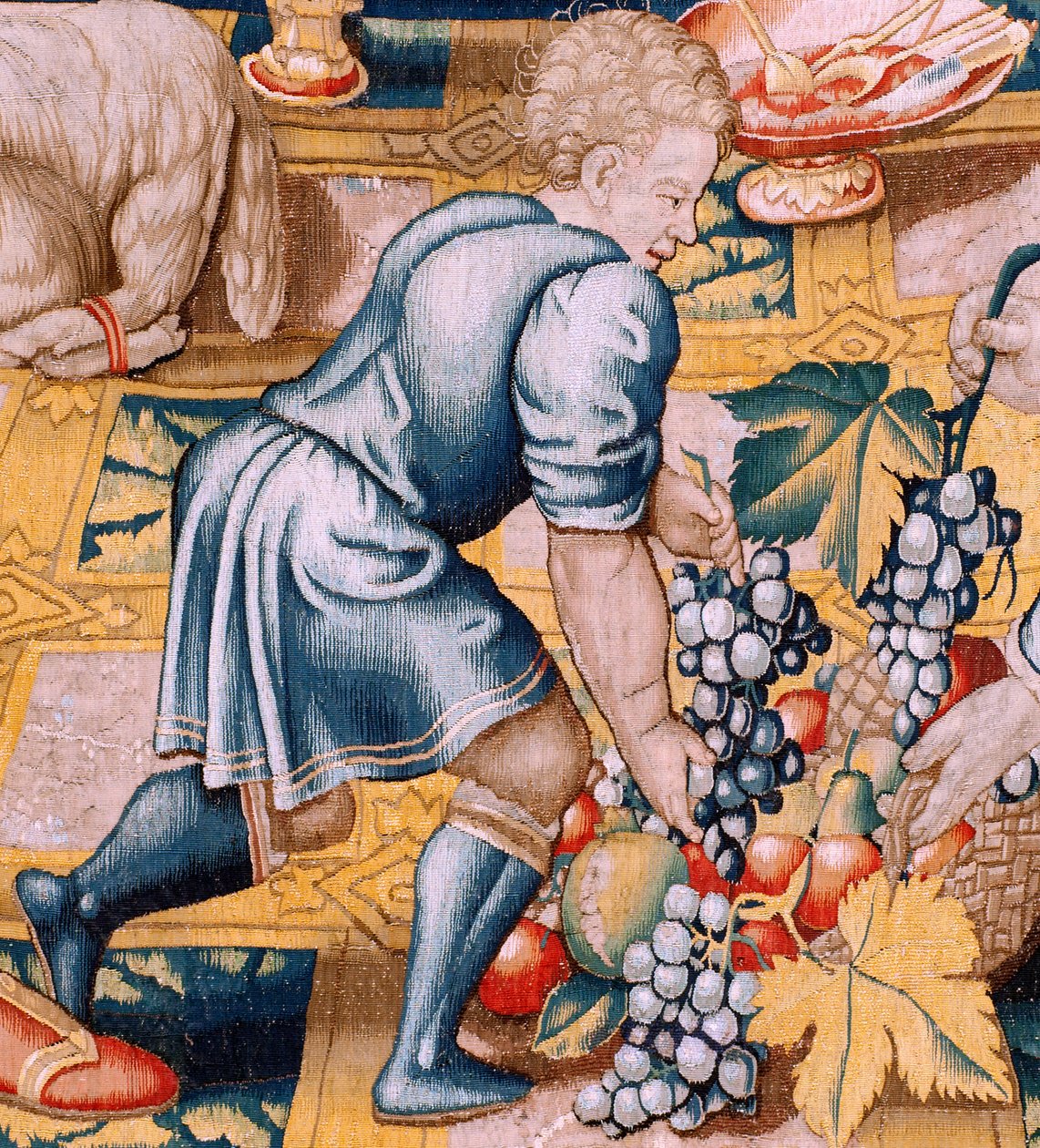 Flamand kárpit. Sorozat Hannibal története. Hannibál esküje (Juramento de Aníbal). A sorozat első gobelinje. Rajzfilmek névtelen mestere Hollandiában. Brüsszel gyártása, műhelye. Kb. 1570. Szövet Gyapjú és selyem, 6,5/7 láncszem cm-enként. 34-es méret alkotó: Flemish School
