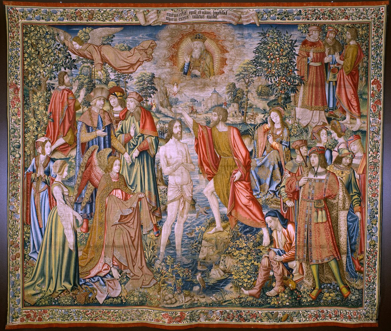 Flamand kárpit. Sorozat Keresztelő Szent János története: Krisztus megkeresztelkedése (Het doopsel van Christus). Brüsszeli műterem. 1515-1520. alkotó: Flemish School