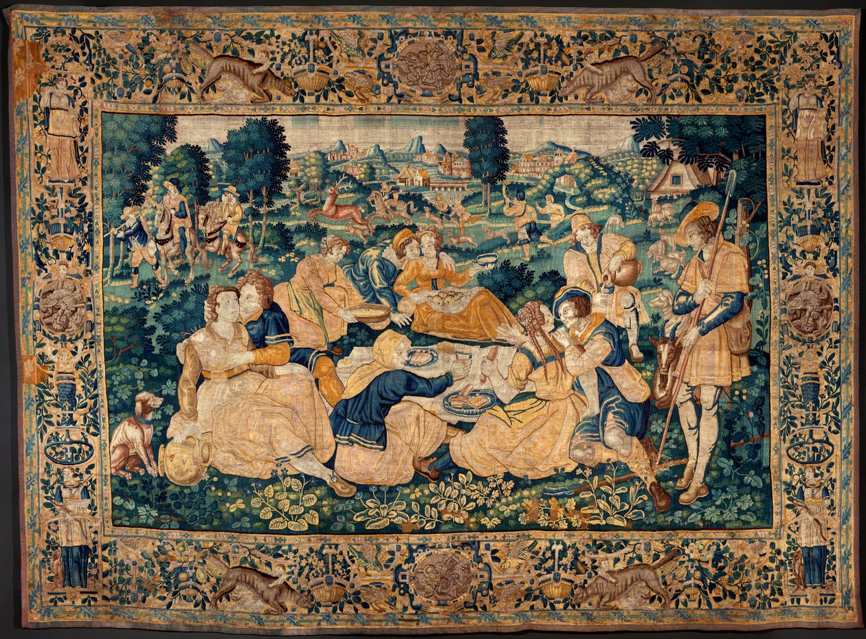 Flamand kárpit. A vidéki étkezés. Oudenaarde műterme. 331x465 cm. Iinv (83073)-8 / 00008. 17. század. alkotó: Flemish School