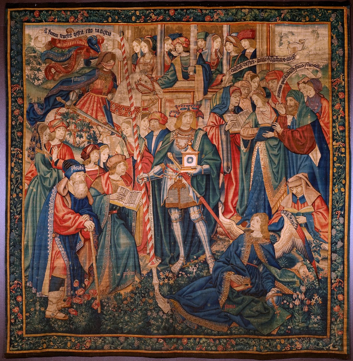Flamand kárpit. Az idő diadala (De triomf van de Tijd, El triunfo del Tiempo). Gyapjú és selyem. 347x342 cm. Magángyűjtemény. 1504 körül. alkotó: Flemish School
