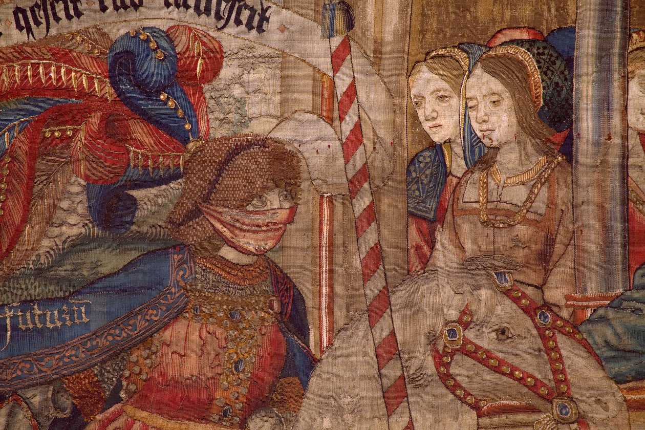 Flamand kárpit. Az idő diadala (De triomf van de Tijd, El triunfo del Tiempo). Gyapjú és selyem. 347x342 cm. Magángyűjtemény. Kb. 1504. Részlet. alkotó: Flemish School