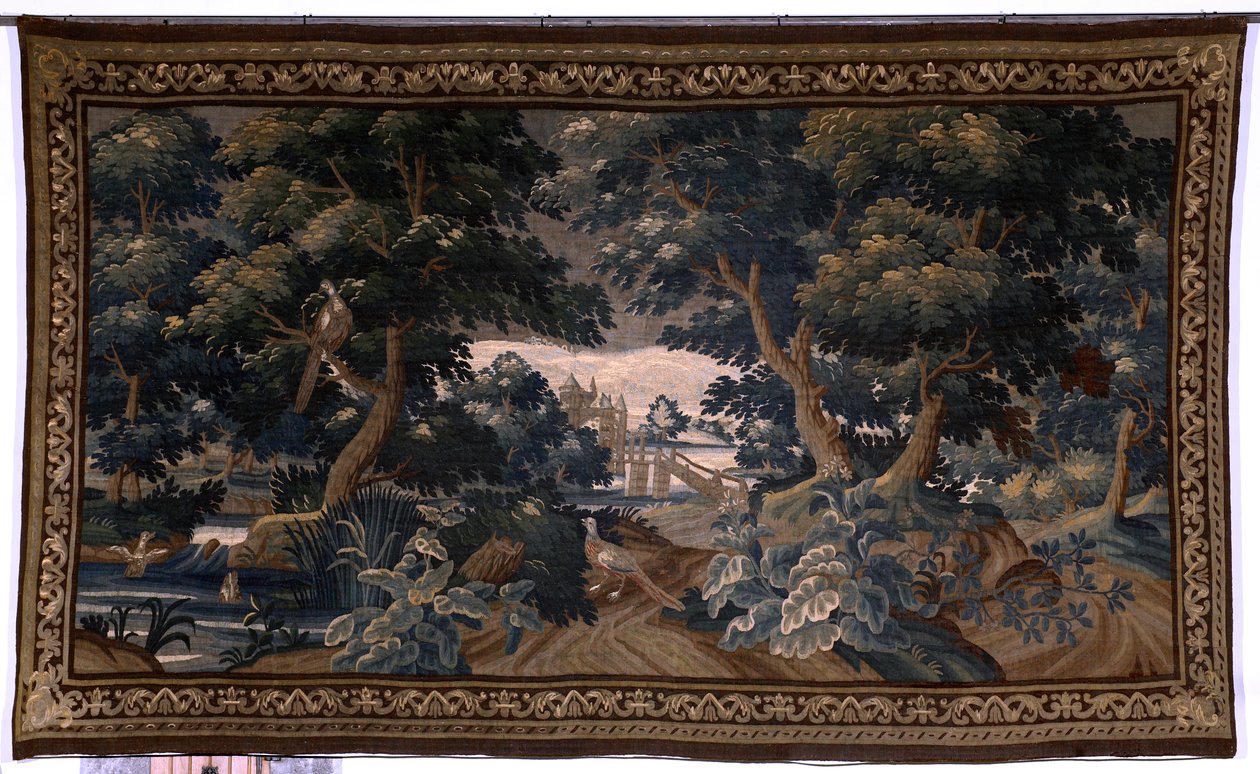Flamand gobelin. Zöld szín. szerelmi jelenet. Oudenaarde. 17. század vége – 18. század eleje. A Sint-Walburgakerk Oudenaarde (Sint-Walburga esperes) templom tulajdona. Részlet alkotó: Flemish School