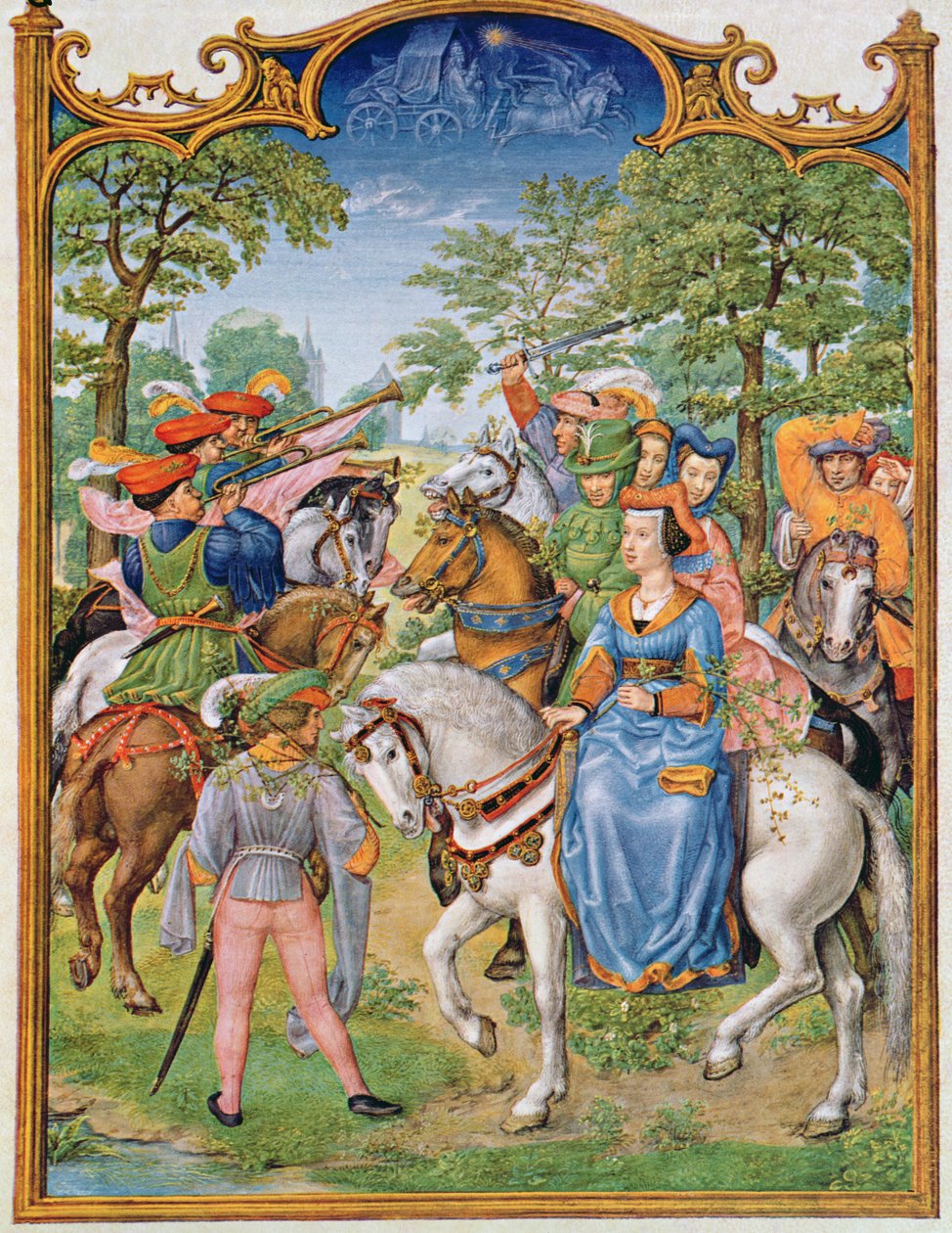 Fol 5v Május hónap: Fák Fesztiválja, a Breviarium Grimani-ból, 1515 körül alkotó: Flemish School