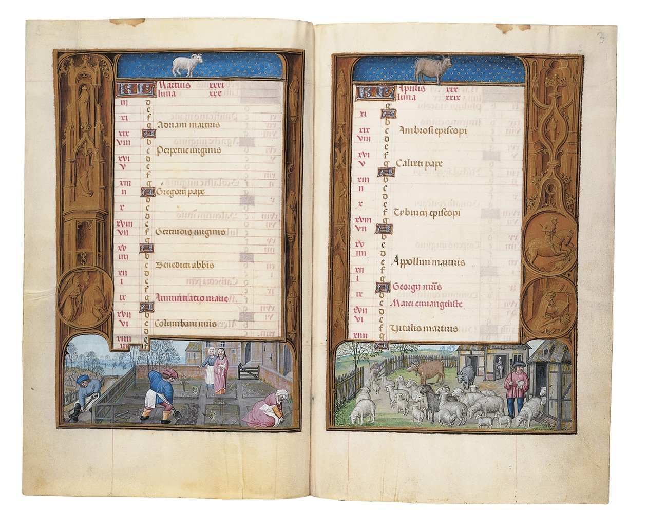 Fóliók a Rothschild Órakönyvből, Gent vagy Brugge, 1505 körül alkotó: Flemish School