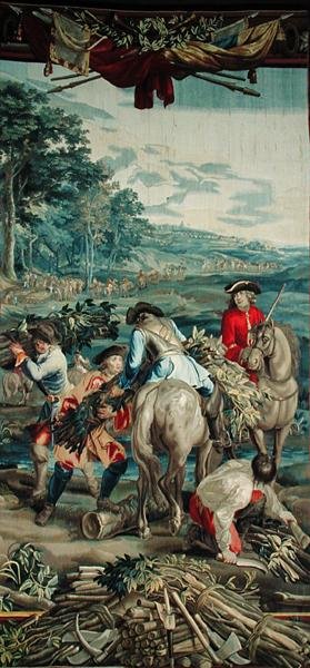 Gathering Wood, a „The Military Science” sorozatból, Judocus de Vos műhelye, 1715-24 (kárpit) alkotó: Flemish School