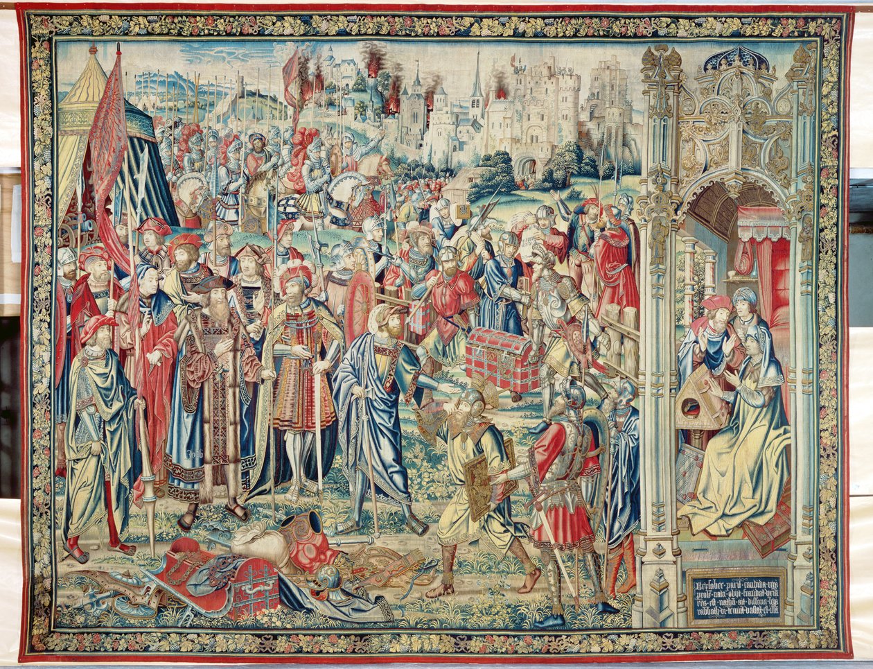 A zsákmány összegyűjtése, Dávid és Betsabé kárpitja, 1510-1515 alkotó: Flemish School
