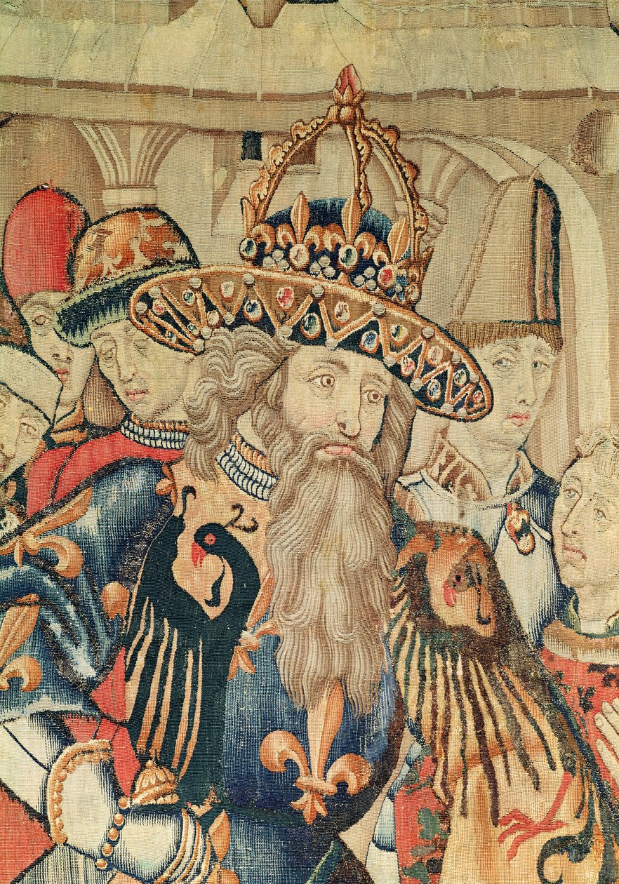 Charlemagne (742-814), Tournai műhely vezetője (részlet) alkotó: Flemish School
