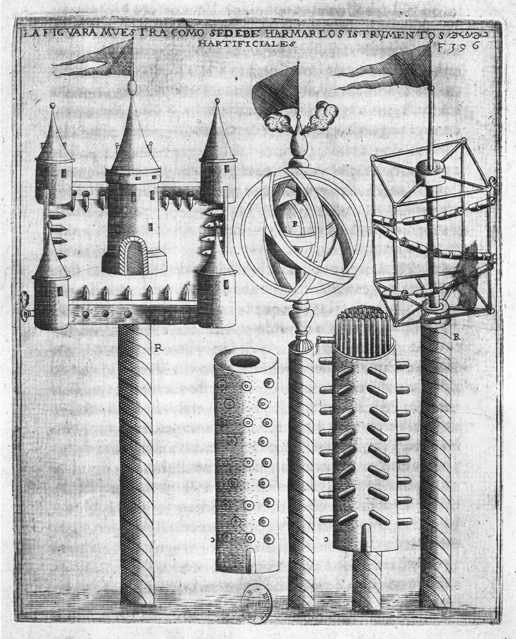 Hogyan készítsünk tűzijátékot, illusztráció a Tratado de Artilleria-ból, Diego Ufano, Brüsszel, 1613 alkotó: Flemish School